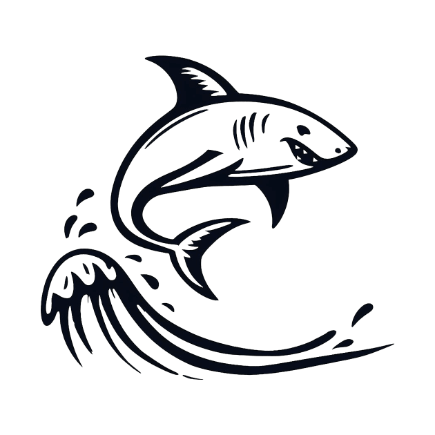 Stick Figure of a Shark in Black Ink by WelshDesigns