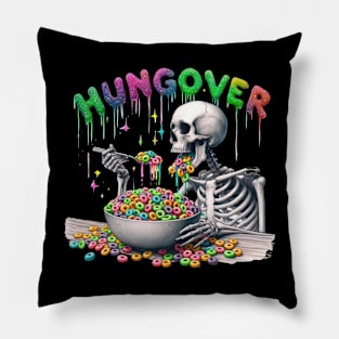 Hungover Skeleton T Shirt Design Pillow