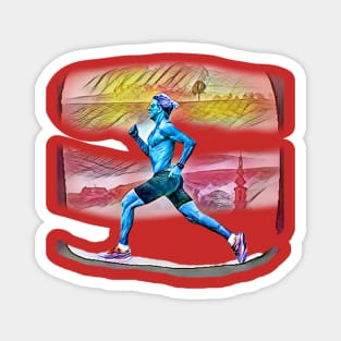 Blue Sprinter (love of running) Magnet