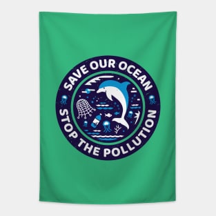 Save Our Ocean Stop The Pollution Dolphin Tapestry