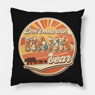 Don't mess with mama bear Groovy retro Pillow