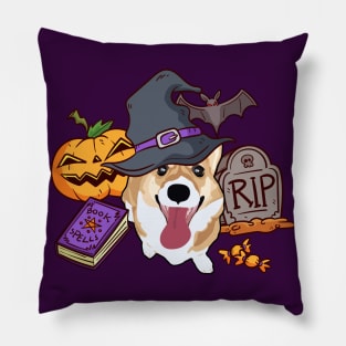 Halloween Corgi Witch - Bat Pillow