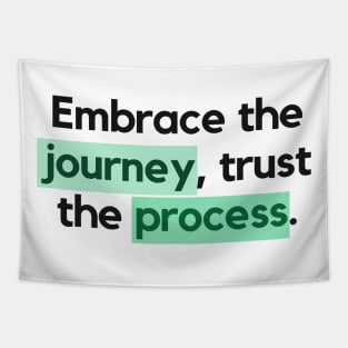 "Embrace the journey, trust the process." Motivational Quote Tapestry