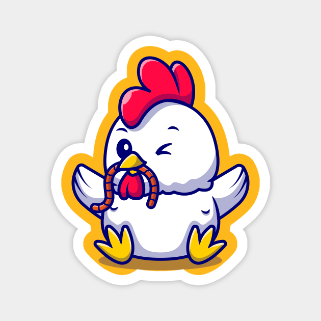 Cute Rooster Chicken Eating Worm Cartoon Vector Icon Illustration - Rooster - Magnet | TeePublic Cute Rooster Chicken Eating Worm Cartoon Vector Icon Illustration - Rooster - Magnet | TeePublic