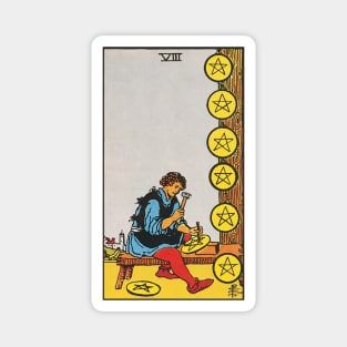 Eight of pentacles tarot card Magnet