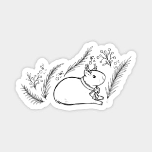 Reindeer Capybara [Black Lines] Magnet