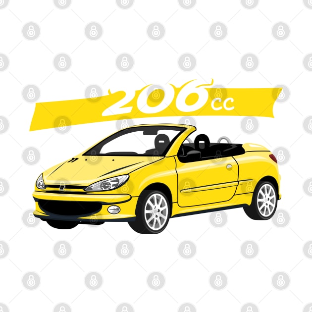 City car 206 cc Coupe Cabriolet france yellow by creative.z
