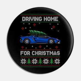 Funny Ugly Sweater - Driving Home For Christmas - Aventador Car Pin