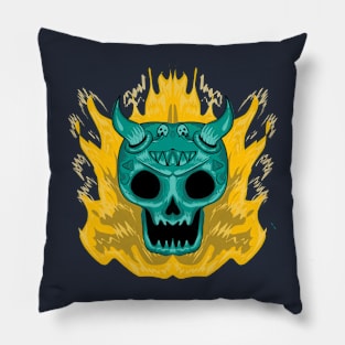 simple skull with flame Pillow