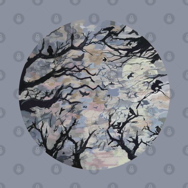 Creepy crows cawing Under the October Moon by Peaceful Pigments