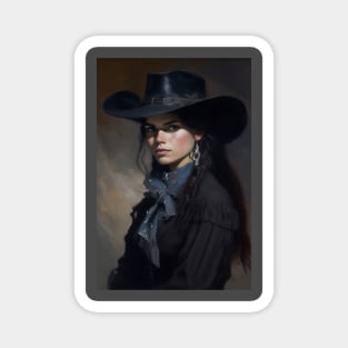 Gothic Cowgirl Moody Dark Painting Magnet