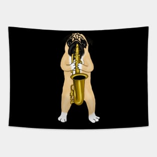 Pug Playing Saxophone Jazz Lovers Dog Gift Tapestry