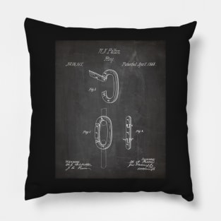 Carabiner Ring Patent - Rock Climber Mountain Climbing Art - Black Chalkboard Pillow