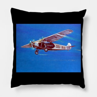 1928 Propellor Airplane Against Blue Sky 1978 Illustration Pillow