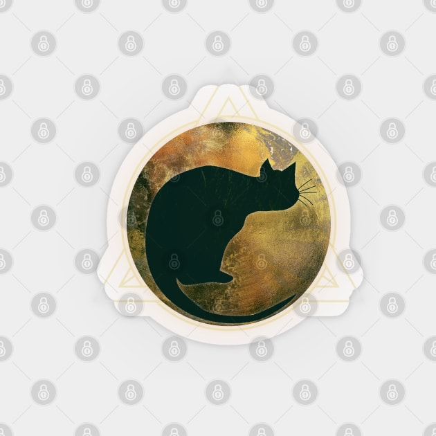 Cat in the moon Magnet by Sybille