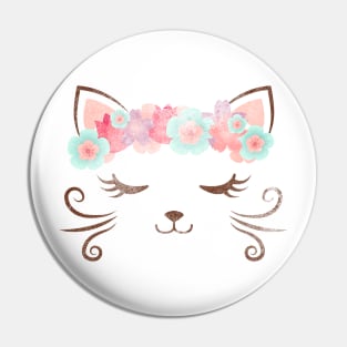 vintage Kawaii cat, kitty kat, flower crown, cute cat, cat party, cat gift, pretty kitty, cat lover, cat collection Pin