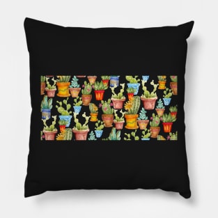 cactus pattern_ watercolor Pillow