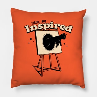 Inspired Black Cat in orange Pillow