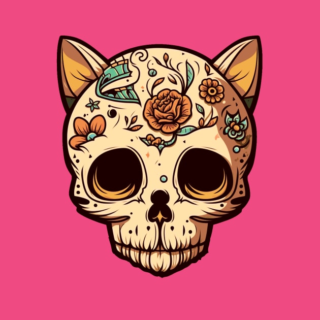 mexican skull cat by gambar_corek