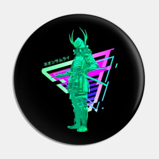Samurai Glitch Vaporwave Aesthetic Pin