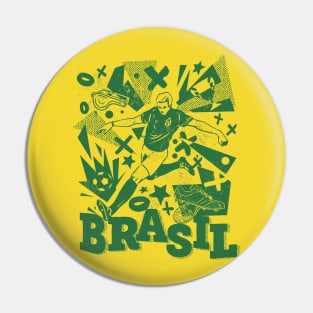 Vintage Brazil Football // Retro Grunge Brasil Soccer Pin