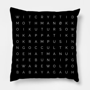 Hidden word puzzle - Cryptids Pillow