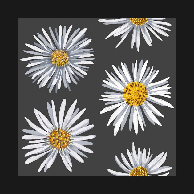 White asters on dark gray, dense by colorofmagic