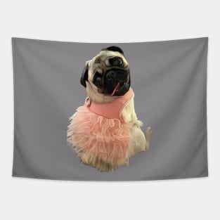 A Beautiful Pug wearing a pink tutu Tapestry