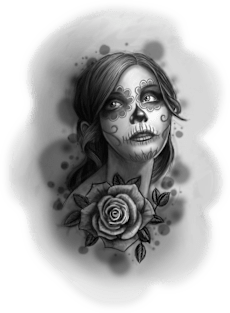 Day of the Dead Girl Black and White Pencil Sketch Magnet