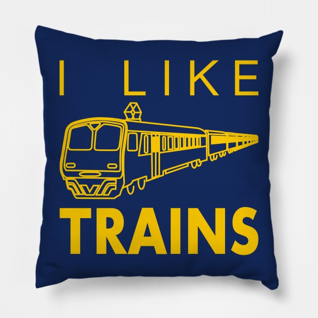 I like trains Pillow by Fibre Grease