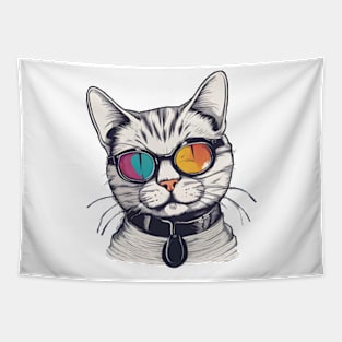 Mr cool cat in a colored glasses Tapestry