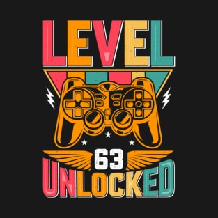 Level 63 Unlocked Awesome Since 1960 Funny Gamer Birthday T-Shirt