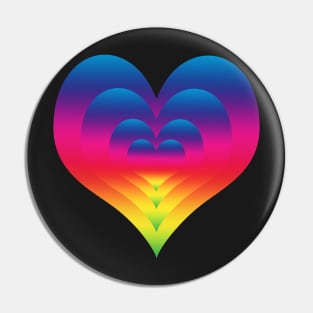 Rainbow Gradient Nested Hearts Pin