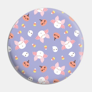 Halloween Bat Pattern in Pastel Purple Pin