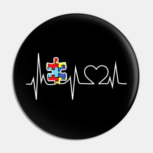 Autism Puzzle Heartbeat Tshirt Autism Awareness Pin