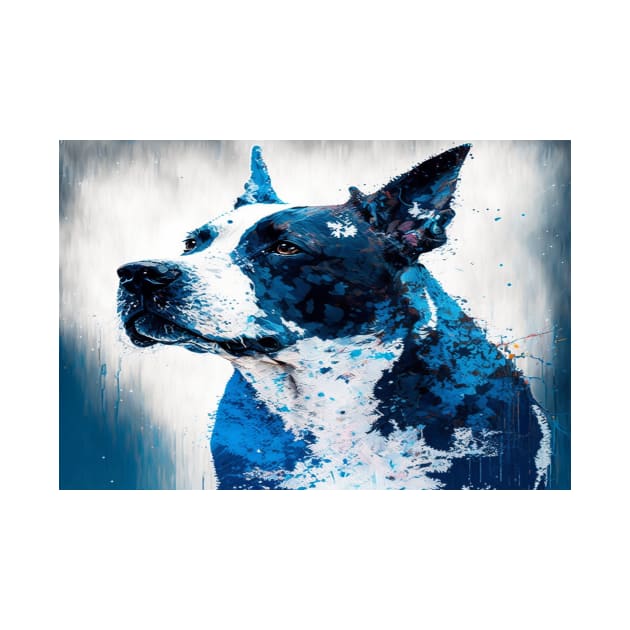 Abstract Splash Painting Of A Dog In Blue And White Colours by Unwind-Art-Work