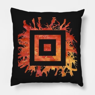 Red orange square spatter Pillow