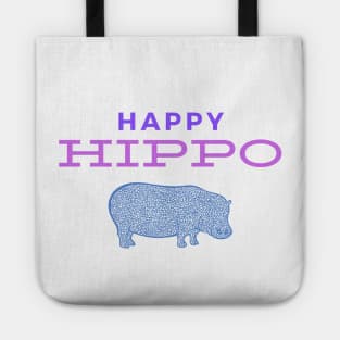 Happy Hippo - Fun Hippopotamus Design - pink and purple Tote