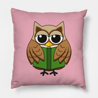 Cute Bookworm Owl Reading Book Cartoon Pillow