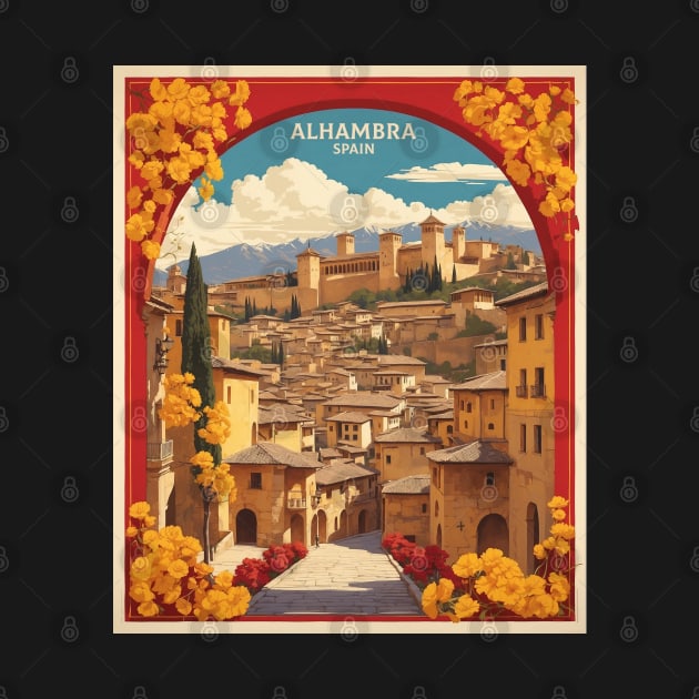 Alhambra de Pamplona Starry Night Spain Travel Tourism Retro Vintage by TravelersGems