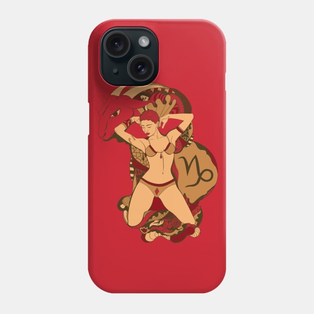 Red and Cream Capricorn Beauty Phone Case by kenallouis