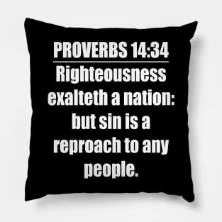 Proverbs 14:34 King James Version Bible Verse. Righteousness exalteth a nation: but sin is a reproach to any people. Pillow