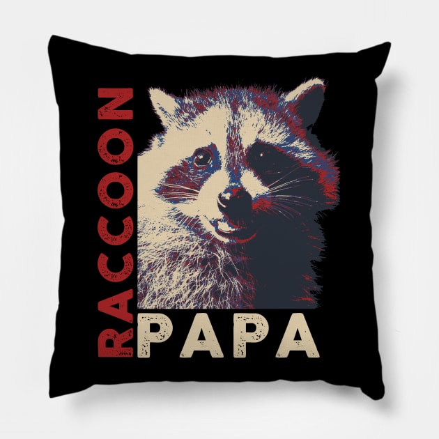 Raccoon Papa Pillow by mia_me