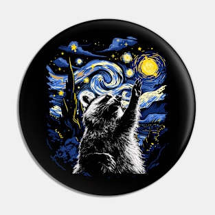 Starry Night Inspired Raccoon Gift Men Women Funny Raccoon Pin