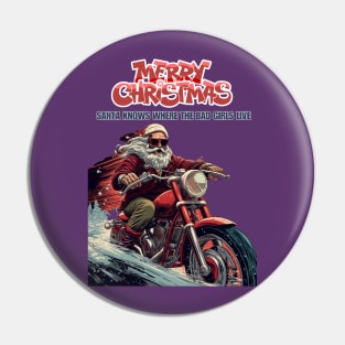 Santa Celebrate Christmas With Motorcycle Pin