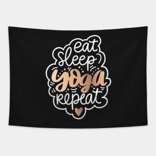 Eat Sleep Yoga Repeat Golden Inspirational Quote Tapestry