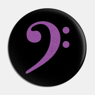 Bass Player Gift - Distressed Purple Bass Clef Pin