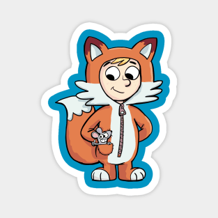 boy in a fox costume with a mouse in his pocket Magnet