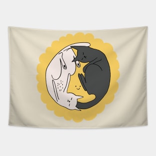 Ying Yang cats in the sun Tapestry