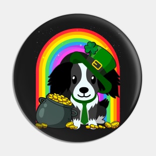 Border Collie Rainbow Irish Clover St Patrick Day Dog Gift print Pin